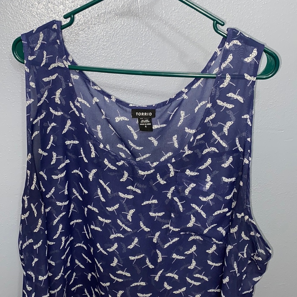 Torrid 4XL blue dragonfly tank top